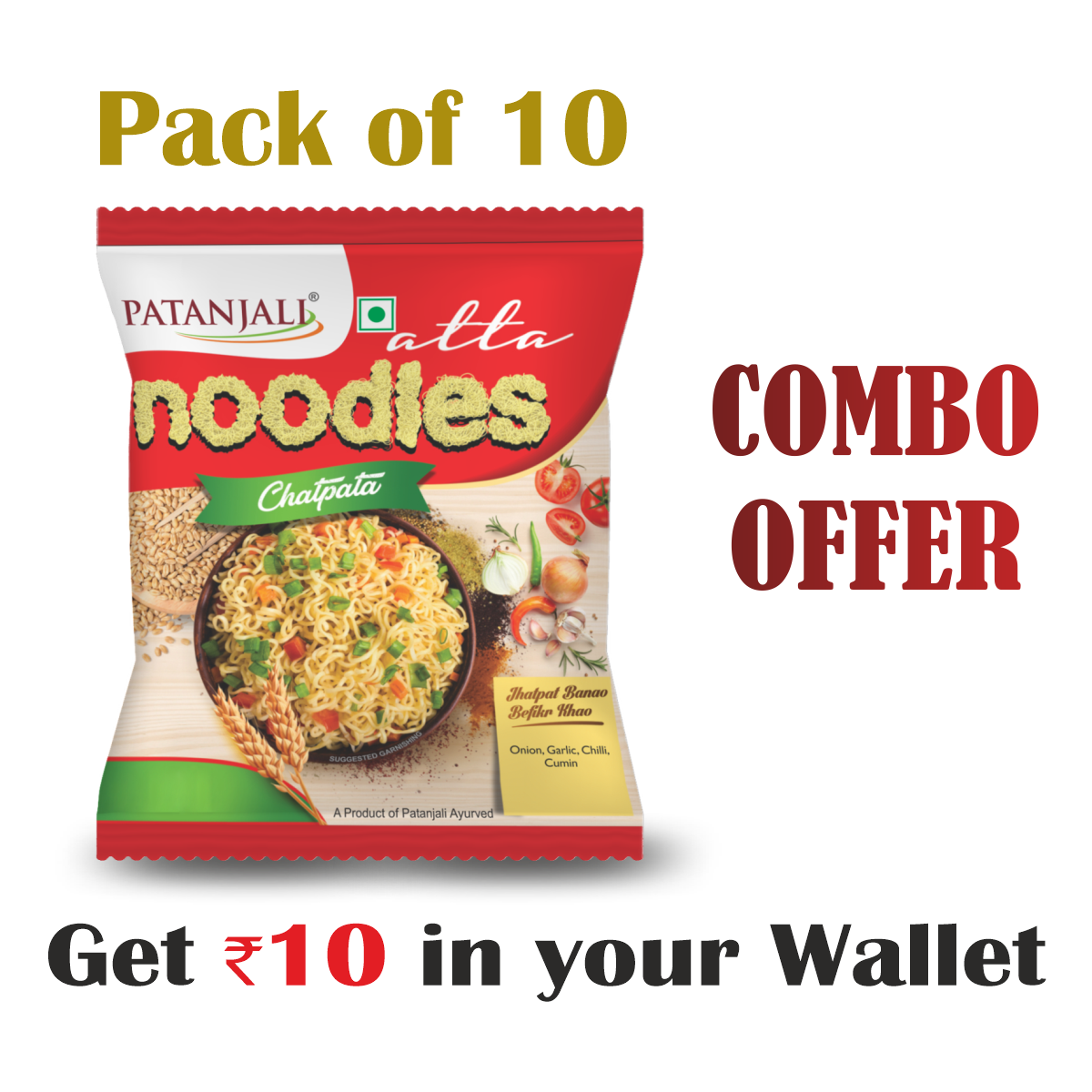 Pack of 10- Atta Noodles Chatpata 60gm- Rs 10 Off